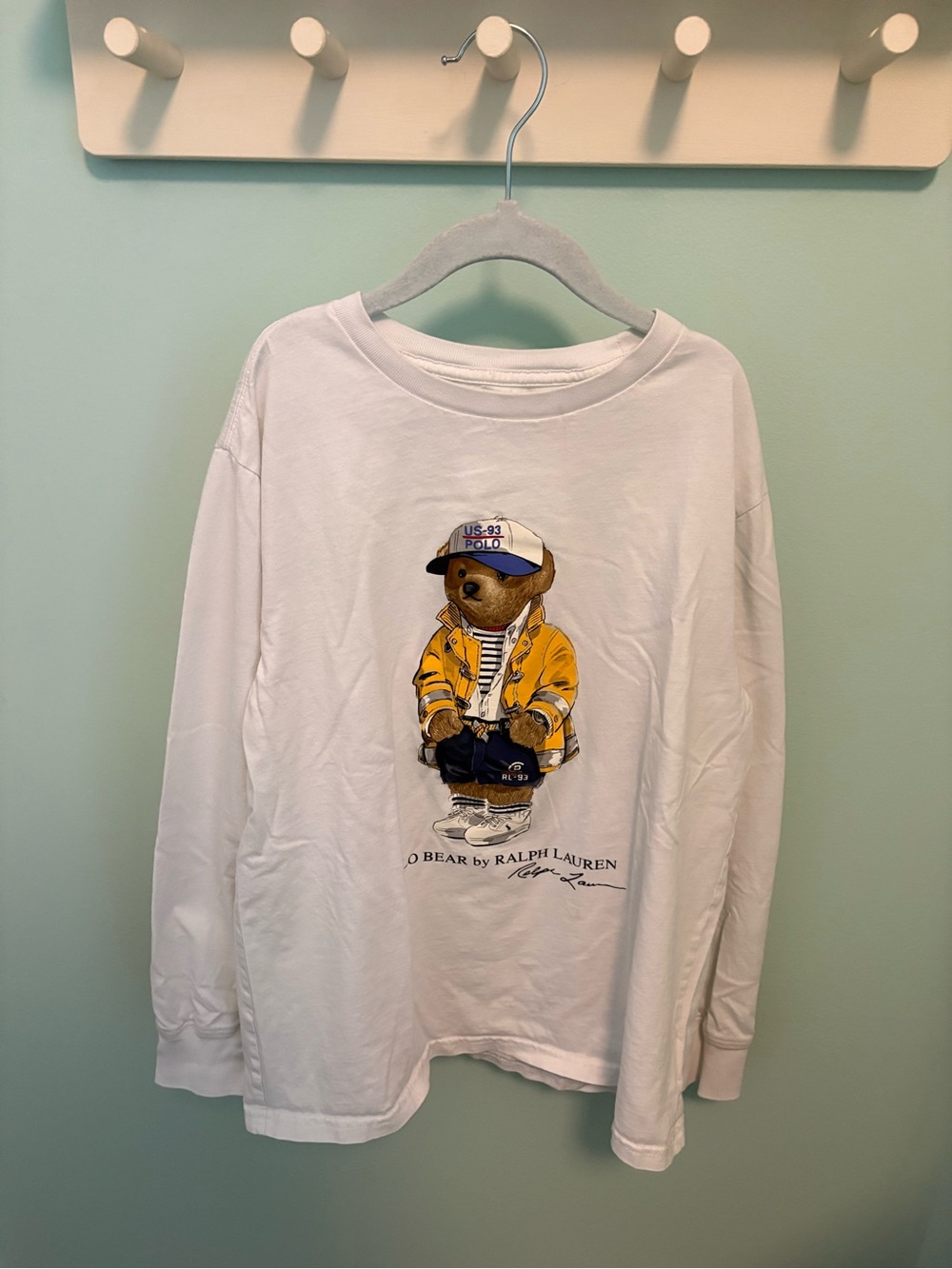 Ralph Lauren White Tee with Yellow Jacket Polo Bear Graphic